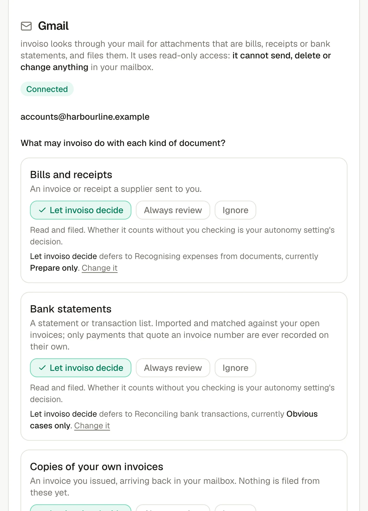 The invoiso Gmail and IMAP document-ingestion connectors.